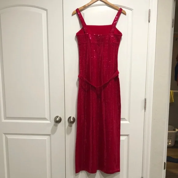 Like new! - ST. JOHN COUTURE Pink Sequined Evening Gown Maxi Dress - Picture 9 of 16